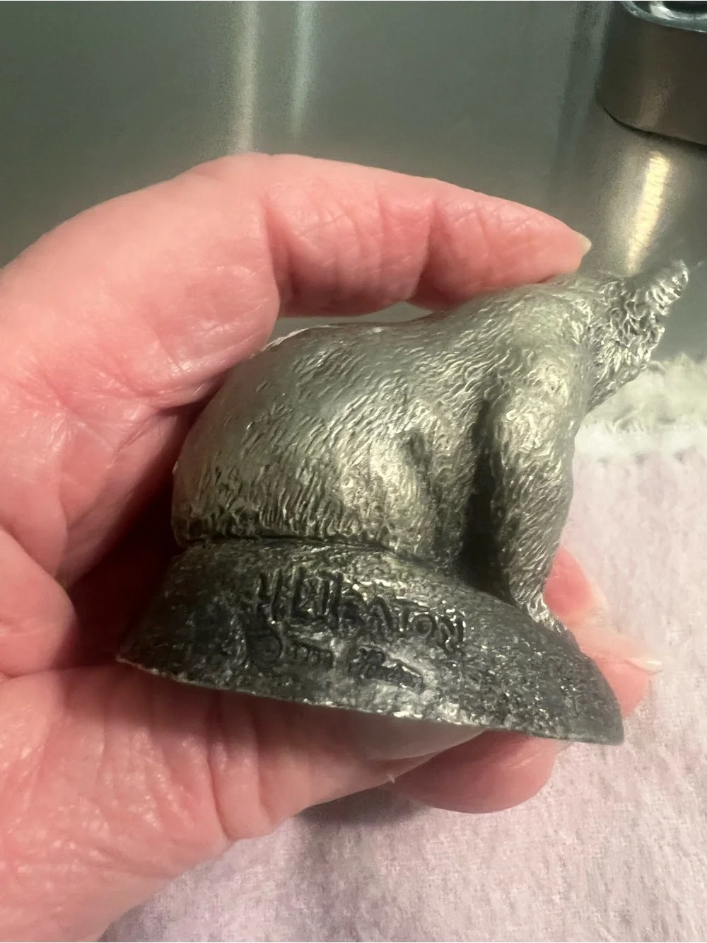 Heavy Small Pewter Bear Figurine